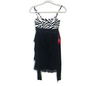 Sweet Storm Animal Zebra Print Waterfall Dress